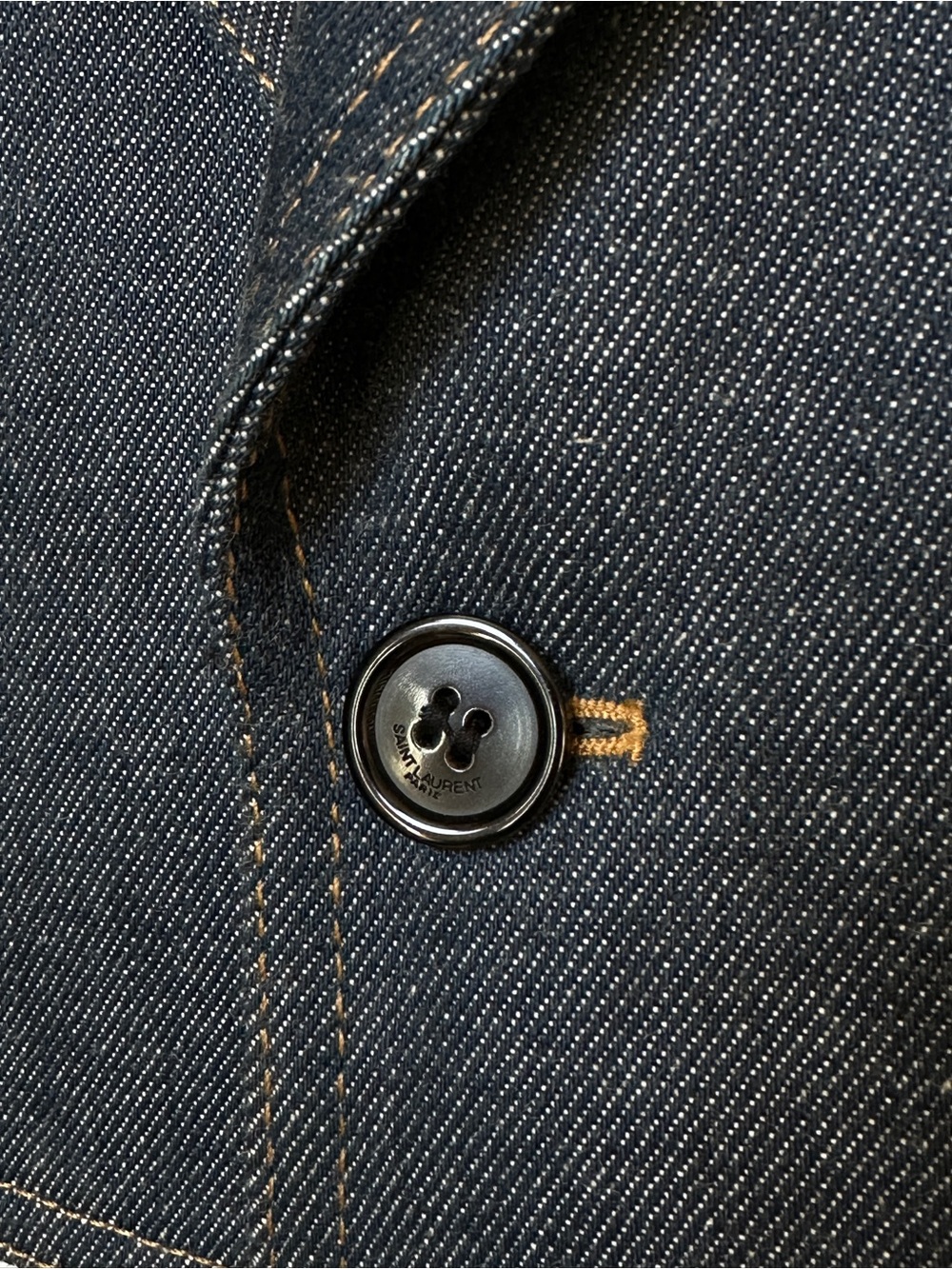 Saint Laurent Dark Blue Cropped Denim Blazer - Picture 5 of 16